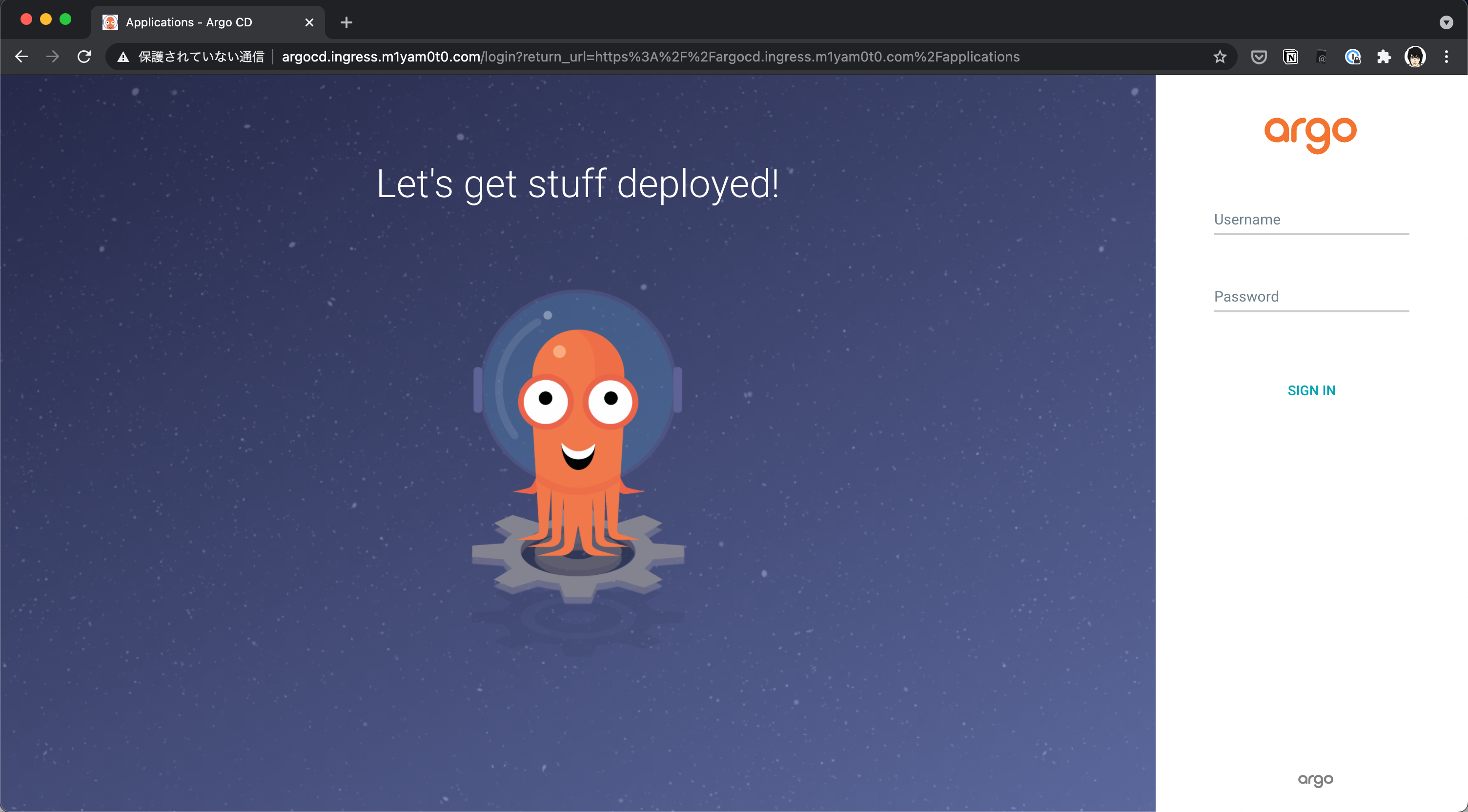 ArgoCD のログイン画面
