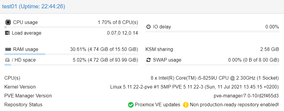 Proxmox 7 の WebUI